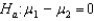 <strong>What does the alternative hypothesis state in a two-tailed independent samples experiment?</strong> A) B) C) D)