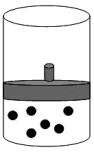 <strong>The following figure shows 1 mol of an ideal gas inside a container with a movable piston. If we add two additional moles of gas under constant temperature and pressure,select the alternative that represents the change,if any,that will take place.</strong> A) B) C) D)