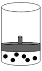 <strong>The following figure represents one mole of an ideal gas in a container fit with a movable piston. Which figure shows the change,if any,that would take place if the Kelvin temperature is doubled under constant pressure?</strong> A) B) C) D)