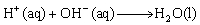 The net ionic equation for the neutralization of nitric acid by potassium hydroxide is .