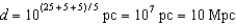 The Cepheid's luminosity is   ,and its absolute magnitude is   . Absolute magnitude M,apparent magnitude m,and distance d are related by the equations   and   pc. Thus the distance of the Cepheid is   .