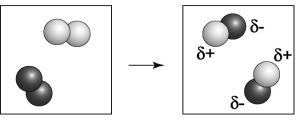 Which element is closer to the upper right corner of the periodic table, the one indicated by the lighter colored atoms or the darker colored atoms?  