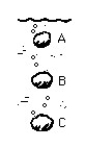 Figure M-3 -A rock is sinking to the bottom of the lake. The buoyant force is greater at point