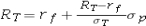 <strong>Which of the following represents the capital market line (CML)? (R<sub>T</sub> and \sigma <sub>T</sub> are the mean and standard deviation of the tangency portfolio's return,respectively. \sigma <sub>P</sub> is the standard deviation of the portfolio,and r<sub>f</sub> is the return of the risk-free asset.)</strong> A) B) C) D)