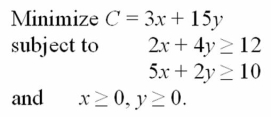 <strong>What is the optimal solution for the following problem? </strong> A)(x,y)= (0,0). B)(x,y)= (0,3). C)(x,y)= (0,5). D)(x,y)= (1,2.5). E)(x,y)= (6,0). The production planner for Fine Coffees,Inc.produces two coffee blends: American (A)and British (B).He can only get 300 pounds of Colombian beans per week and 200 pounds of Dominican beans per week.Each pound of American blend coffee requires 12 ounces of Colombian beans and 4 ounces of Dominican beans,while a pound of British blend coffee uses 8 ounces of each type of bean.Profits for the American blend are $2.00 per pound,and profits for the British blend are $1.00 per pound.