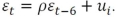 <strong>An AR(1,6)process is written as</strong> A) B) C) D)