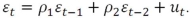 <strong>An AR(1,6)process is written as</strong> A) B) C) D)