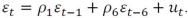 <strong>An AR(1,6)process is written as</strong> A) B) C) D)