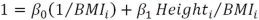 <strong>Suppose you wish to explain variation in body mass index (BMI)by variation in height (in inches)by estimating the model And you suspect heteroskedasticity of the form )You could perform Weighted Least Squares by estimating the model</strong> A) . B) . C) . D) .