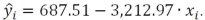 <strong>Suppose you determine the estimated sample regression function to be You would conclude that</strong> A) is estimated to equal 687.51 when x<sub>i</sub> = 0. B)y<sub>i</sub> is estimated to increase by 3,212.97 for every one unit increase in x<sub>i</sub>. C)y<sub>i</sub> is estimated to decrease by 687.51 for every one unit increase in x<sub>i</sub>. D)y<sub>i</sub> is estimated to equal 3,212.97 when x<sub>i</sub> = 0.