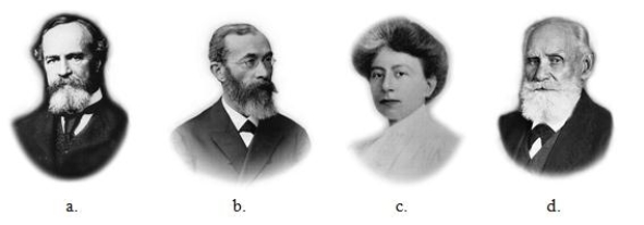 <strong>Of the people pictured, who is credited with founding psychology as anexperimental science when he/she opened the first psychology research laboratoryin 1879? </strong> A)a B)b C)c D)d