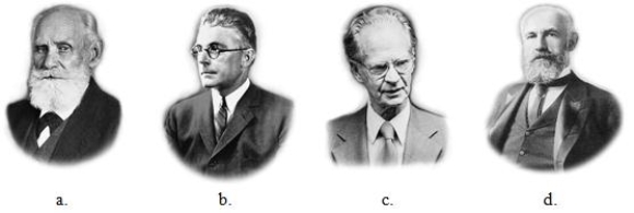 <strong>Three of the individuals pictured played key roles in establishing the approach topsychology called behaviorism. Which person was NOT involved in establishingbehaviorism? </strong> A)a B)b C)c D)d