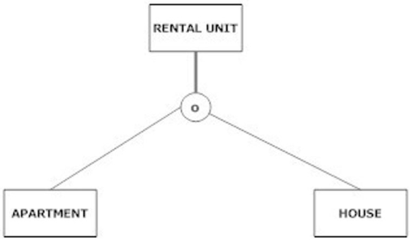 In the figure shown below, a rental unit can be both an apartment and a house but must be at least one.