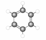 The structure below represents an aromatic hydrocarbon which is unsaturated and has a higher octane rating than hexane.