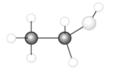 Consider the following model of ethanol, CH<sub>3</sub>CH<sub>2</sub>OH. During the complete combustion of ethanol with oxygen, carbon dioxide and water are formed. The number of carbon to hydrogen single bonds that are broken is_______.