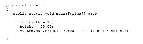 <strong>What is wrong with the following code snippet?  </strong> A) The code snippet uses an uninitialized variable. B) The code snippet uses an undeclared variable. C) The code snippet attempts to assign a decimal value to an integer variable. D) The code snippet attempts to add a number to a string variable. <div style=padding-top: 35px> 