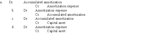 The correct entry to record the annual amortization expense for a capital asset is:
