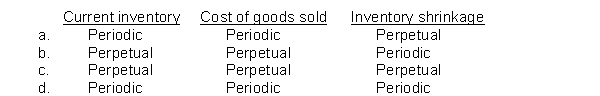 The following amounts are always known under which inventory costing system?  <div style=padding-top: 35px> 
