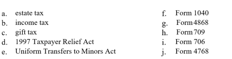 MATCHING   The United States Estate Tax Return<div style=padding-top: 35px> 