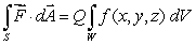 Suppose that is defined and differentiable everywhere and satisfies the differential equation .Let , where .Suppose that S is a closed surface and W is its interior.Find Q in the following equation: .