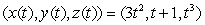 The path of an object moving in xyz-space is given by . The temperature at a point (x, y, z)in space is given by Calculate .