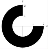 Calculate the following integral: where R is the shaded region shown below. ·