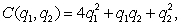 A company has two manufacturing plants which manufacture the same item.Suppose the cost function is given by where q<sub>1</sub> and q<sub>2 </sub>are the quantities (measured in thousands)produced in each plant.The total demand q<sub>1 </sub>+ q<sub>2</sub> is related to the price, p, by How much should each plant produce in order to maximize the company's profit?