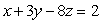 Determine the equation of the plane which contains the points (1, 2, -8)and (-2, 1, -8)and is perpendicular to the plane   .<div style=padding-top: 35px> 