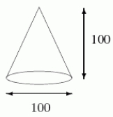 The Great Cone of Haverford College is a monument built by freshmen during a customs week long, long ago.It is 100 ft.high and its base has a diameter of 100 ft.It has been built from bricks (purportedly made of straw)which weigh 2 lbs/ft<sup>3</sup>.Use a definite integral to approximate the number of foot-pounds required to build the Cone.Round to the nearest million.