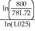 Let the focal date be now; i = 0.05 ÷ 2 = 0.025; m = 2 For the obligation: For the payment: 800 n = = = Programmed solution: