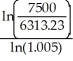 Let the focal date be now; i = = 0.005; m = 12 For the obligation: For the payment: (2000 + 2500 + 3000)= 7500 FV = 7500,PV = 6313.23 N = = = 34.53717401 months ÷ 12 = 2.878 years = 2 years 320 days The obligation can be discharged 2 years 320 days from now. Programmed solution: