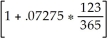 Interest period: 123 days S = 1190 = 1190.00(1.0245158)= $1219.17