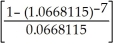 PMT = 4760, i = 0.0652 ÷ 4 = 0.0163, n = 7, c = = 4 p = - 1 = 0.0668115 PVg = 4760.00 = 4760.00(5.4497186)= $25 940.66
