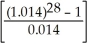 FVn = 5710.00 = 5710.00(33.9942668)= $194 107.26 FV = 194107.26(1.014)24 = 194107.26(1.396082)= $270 989.65