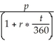 Evaluate s: s = , where p = 3411.50, r = 0.0925, t = 75