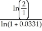 PV = 1, FV = 2, i = 0.0662÷2 = 0.0331 n = = = = 21.28569 The number of years = = 10.64 years
