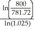 Let the focal date be now; i = 0.05÷2 = 0.025; m = 2 For the obligation: 250.00(1.025)-3 + 350.00(1.025)-5 + 300.00(1.025)-9 250.00(.928599411) + 350.00(.883854288) + 300.00(.800728362) 232.15 + 309.35 + 240.22 = 781.72 For the payment: 800(1.025)-n n = = = = 0.93611429 (semi-annual) ÷ 2×12 = 5.62 months Programmed solution: