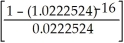 FV=$150 000; PMT=150000(0.06)0.5=$4500; n=8(2)=16; P/Y=2; C/Y=1; c= =0.5; i= =0.045 p = - 1 = 0.0222524 PP = 150000(1.0222524)-16 + 4500 = 150000(.7031853) + 4500(13.3385481) = 105477.77 + 60023.46 = $165 501.23