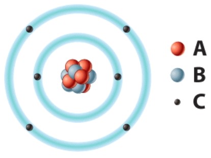 <strong>The positively charged particle labeled A is called a(n)____. </strong> A)electron B)neutron C)proton D)hydrogen