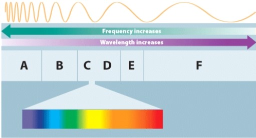<strong>Which region of the electromagnetic spectrum is an environmental cause of cancer? </strong> A)B B)C C)E D)F