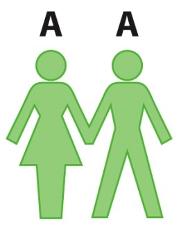 <strong>What type of blood can the offspring of the parents depicted here have? </strong> A)Type A only B)Type A and O C)Type A, B, and O D)All blood types are possible because this only give us the phenotypes, not the specific genotypes