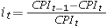 <strong>Which of the following correctly identifies the expression for calculating the inflation rate for period t,based on the CPI?</strong> A) B) C) D)