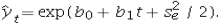 When the exponential trend model is used to make forecasts,it is preferable to round the estimates b<sub>0</sub>,b<sub>1</sub>,and s<sub>e</sub> in the equation