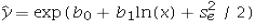 <strong>For the log-log model ln(y)= β<sub>0</sub> + β<sub>1</sub>ln(x)+ ε,the predicted value of y is computed by ________________.</strong> A) B) C) D)