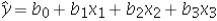 The regression equation is   .Use given coefficients,x<sub>1</sub>,x<sub>2</sub>,andx<sub>3</sub>,to compute the value of   .The standard error of the estimate,   ,is a point estimate of the standard deviation of a random error,and it is computed as   .The coefficient of determination is the proportion of the variation in the response variable that is explained by the sample regression equation,and it is computed as   .The value of   defines an unexplained part of variation.