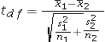 <strong>Assume the competing hypotheses take the following form: H<sub>0</sub>: µ<sub>1</sub>- µ<sub>2</sub> = 0,H<sub>A</sub>: µ<sub>1</sub>- µ<sub>2</sub> ≠ 0,where µ<sub>1</sub> is the population mean for population 1 and µ<sub>2</sub> is the population mean for population 2.Also assume that the populations are normally distributed and we use independent sampling.The population variances are not known and cannot be assumed equal.Which of the following expressions is appropriate test statistic?</strong> A) B) C) D)