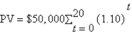 <strong>You win the lottery,which pays $1 million in 20 annual $50,000 payments.Your friends ask how much that would be if you received a single lump sum payment today.You do not have your calculator,but you show them the following equation to help them solve it themselves,assuming the interest rate is 10 percent:</strong> A) B) C) D) E)Either a or b is correct.