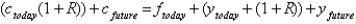 The intertemporal budget constraint is written as:   .<div style=padding-top: 35px> 