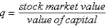 <strong>Which of the following equations represents Tobin's q?</strong> A)   B)   C)   D)   E)   <div style=padding-top: 35px> 