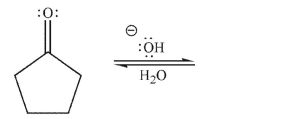 Draw a mechanism for the hydration of the compound shown here under basic conditions.Include all lone pairs, curved arrows, and nonzero formal charges.